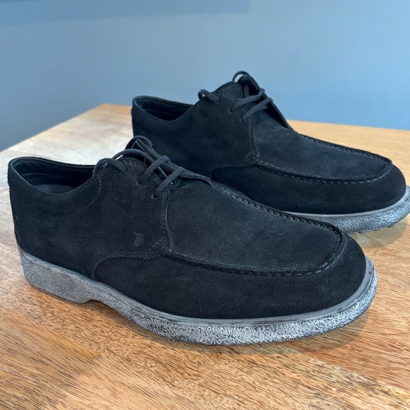 Tod\'s Shoes Mens 10 Suede Leather Lace Up Casual Dress  Black IT Size 8.5 $895 main image 7